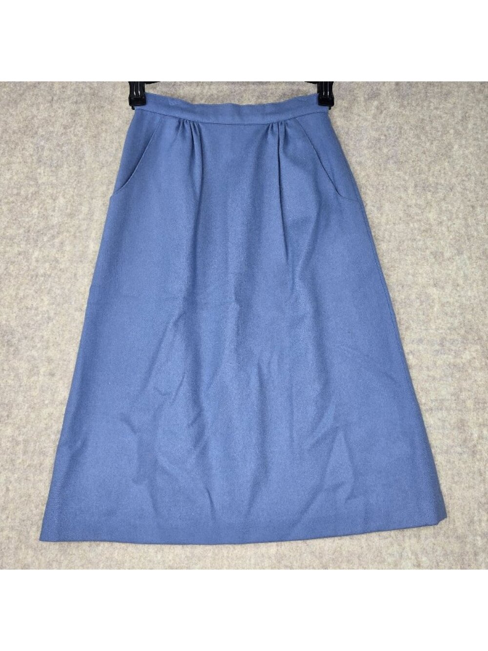 Women’s A-Line Midi Skirt Blue Size 6 High Rise Wool Blend Back Zip Pockets